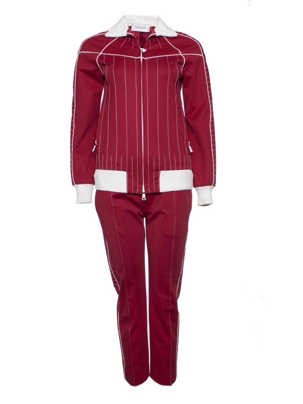 Valentino Jersey Tracksuit – Red with White Trim (US 10)